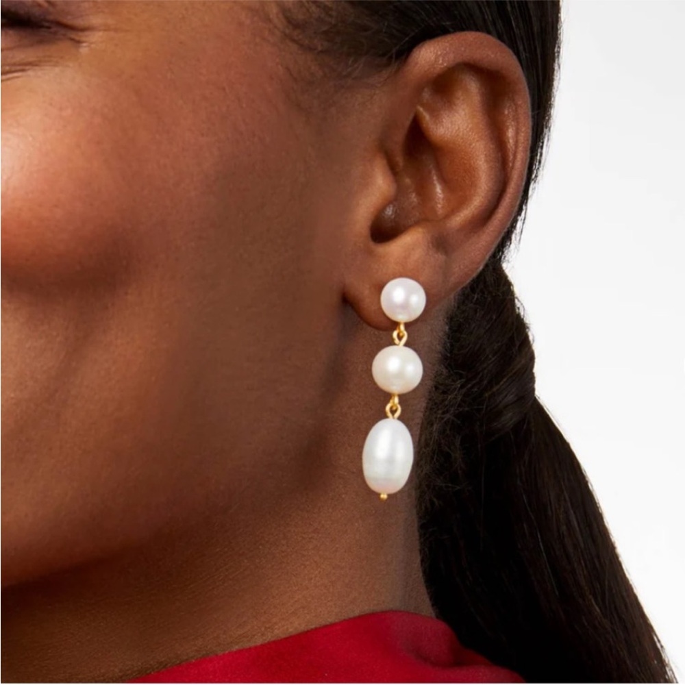 Julie Vos Gold and White Pearl Drop Earrings